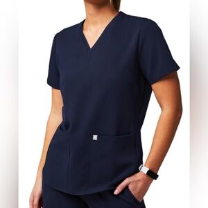 Fabletics Women’s L Feel Good Performance Scrub Top 2 Pocket Black Medical NWOT